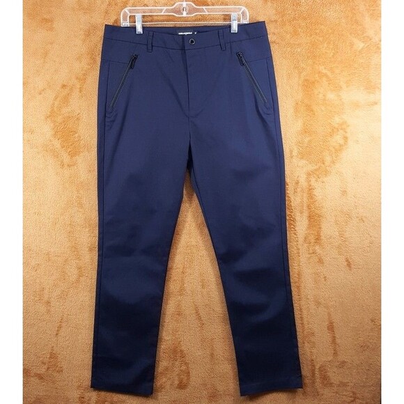 KARL LAGERFELD Pants Mens Size 32 Navy Tapered Leg Zip Pocket Trouser $179 - Picture 1 of 8